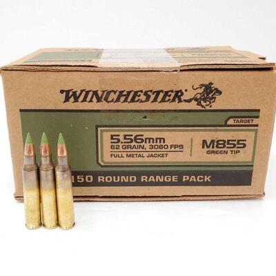 #1954 â€¢ New In Box 150 Rounds Of Winchester 5.56mm 62 Grain, 3060 FPS M855 Green Tip