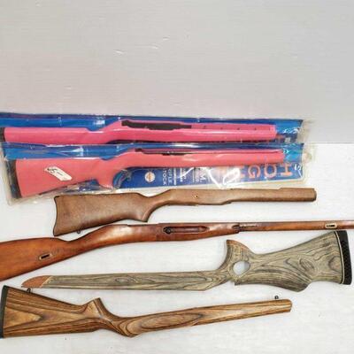 2086	

Six Rifle Stocks
2 Pink Hard Plastic Rifle Stocks 4 Wood Rifle Stocks