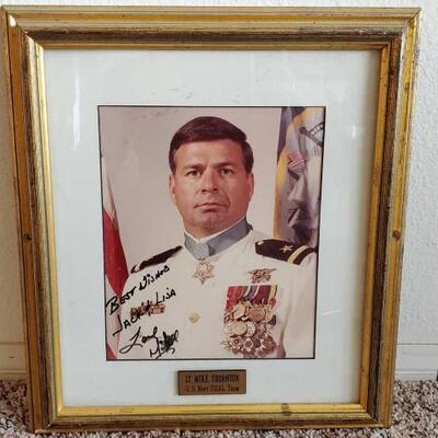 #3792 â€¢ LT Mike Thornton U.S. Navy Seal Team Signed measures 13"x14"