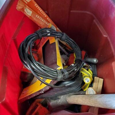 4214	

Tote Full Of Tools, and Tool Supplies
Inlcudez Sandpaper Sheets, Extension Drill, Hammer, Impact Wrench, and More