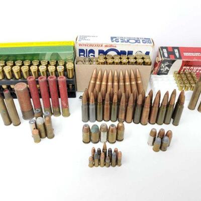 2022	

Approx 20 Rounds Of .22-250, Approx 14 Rounds Of 375 WIN, Approx 20 Rounds Of 25 Auto, And More
Also Includes 9mm, .22lr, .38...