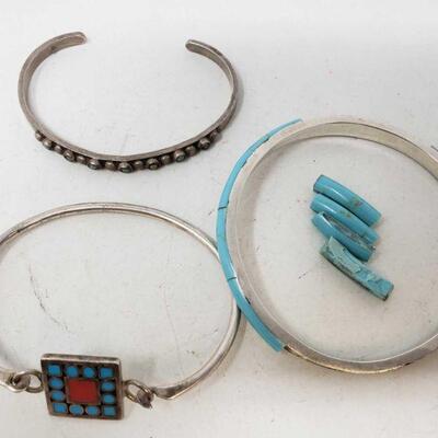 2734	

Sterling Silver Bracelets with Turquoise, Weighs Approx 37.4
Sterling Silver Bracelets, Weighs Approx 37.4