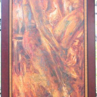 Original Abstract Nude on Canvas Signed by Artist â€œRomney 04â€.   Overall Measurements with solid Wood Frame (31â€x 54â€)