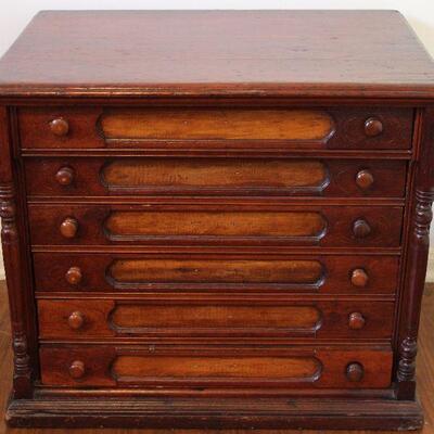 Antique Walnut Solid Wood 6-Drawer Spool Cabinet (26â€W x 15â€D x 22â€H)