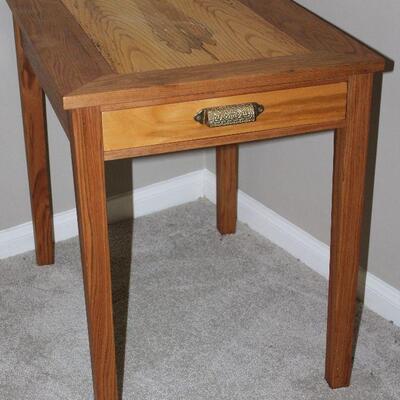 All Wood Side Table with Drawer w/Retro Brass Drawer Pull  (18â€W x 23 3/4â€D x 23â€H)