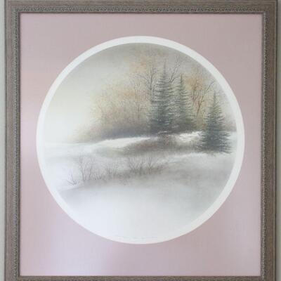 "First Snow," by the Door County, Wisconsin Artist Arnold Alaniz (1943-). Titled, Signed and Numbered. Dimensions (approx.):...