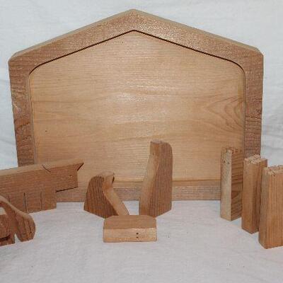 Solid Wood Puzzle Nativity Scene 11 x 14:  shown separated