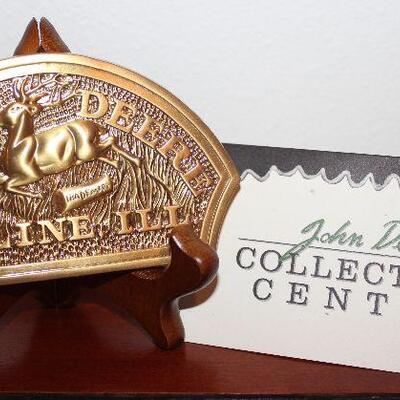 John Deere Solid Brass Collectors Center Display Medallion 
