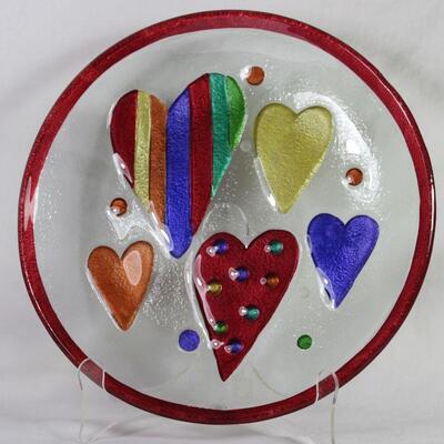 Silverstein-Demdaco â€œHeartsâ€ Art Glass 11â€ Plate