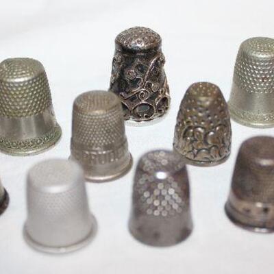 Metal Thimble Ccollection:  Sterling Silver, Aluminum, Pewter, Etc.