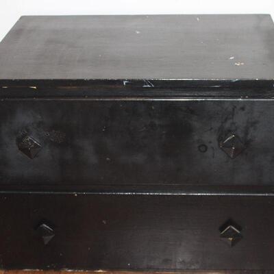 Vintage black paint 2 drawer low boy chest