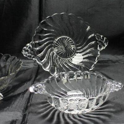 â€œColonyâ€ by Fostoria C.1940-1973: Footed Bon-Bon,      2 Handled Sweet Meats Bowl,  Mayonnaise Bowl and 2 Handle Lemon Plate