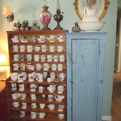 Huge Collection Of Shaving Mugs ~ So Many Fabulous Antique Cabinets To Choose From