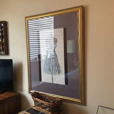 Elegant french-inspired wall art with gold frame
