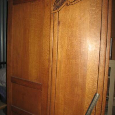 Deco Carved Armoire Wardrobe on Carved Base  