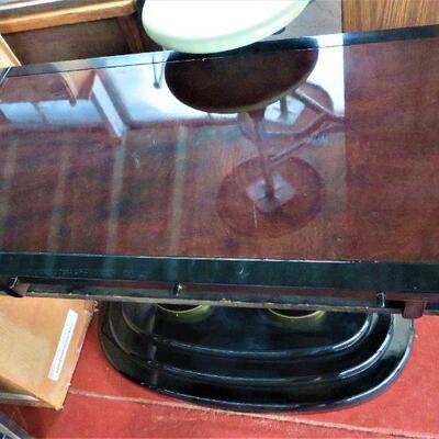 Burled Wood & Black Lacquer Table