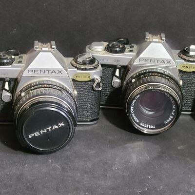 https://ctbids.com/#!/description/share/749459 Two Pentax cameras in good shape. One comes with cover for lens. They measure 5 1/2