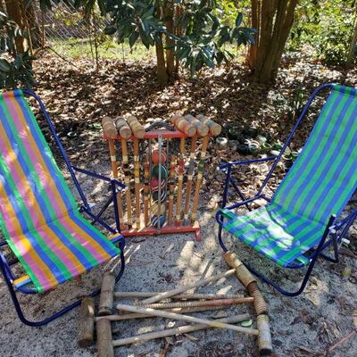 https://ctbids.com/#!/description/share/749522 Get ready for some backyard fun! 2 colorful foldable beach chairs, croquet set and an...