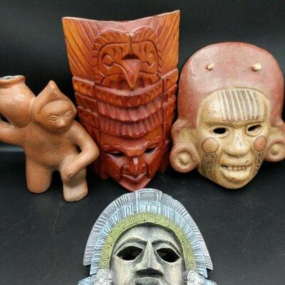 Hand created artworks from Mexico and Cental America. Left (Mexico, ceramic): 8