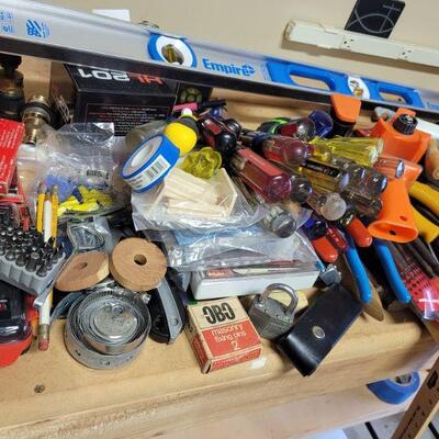 Hand Tools Of Different Pcs, Screwdrivers, Wrenches, Drill Bits, Saw, Screwdriver Bits, Hammer, Assortment Of Small Tools For The...