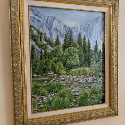 Mountain scene - oil on canvas