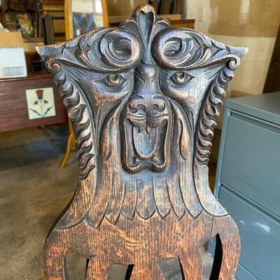 Lion carved back chair 