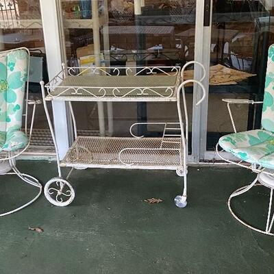 Homecrest chairs, tea cart