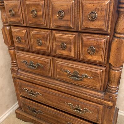 Talk solid chest of drawers..all hardware intact and drawers slide easy