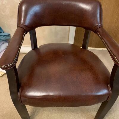 Leather office or occasional armed chair. Fabulous shape!