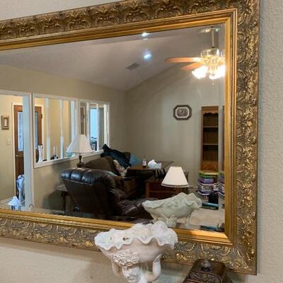 Vintage gold framed mirror, heavy and pretty
