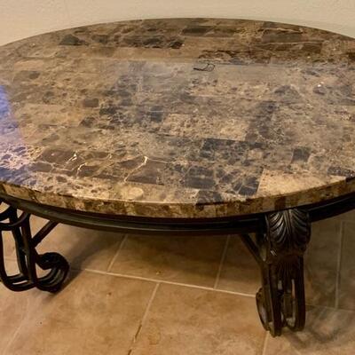 Marble stone and iron coffee table