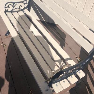 Outdoor wood & rod iron bench