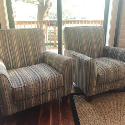 Pair of havertys upholstered chairs. $350 each. Upholstery in good condition 