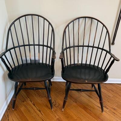 Lot #2--pair of Windsor style armchairs by David T Smith--$550--40
