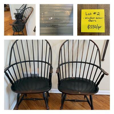 Lot #2--pair of Windsor style armchairs by David T Smith--$550--40