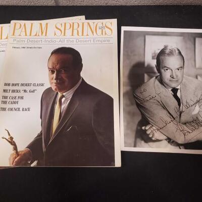 #926 â€¢ Bob Hope Signed Photo and 2 Palm Springs Life Magazines with Bob Hope on the Cover
