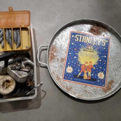 #4012 â€¢ Fishing Gear and One metal Platter
