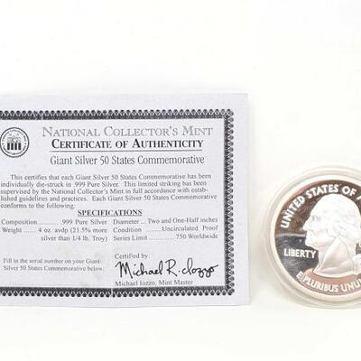#600 • Giant .999 Silver 50 States Commemorative Coin With COA