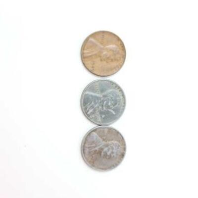 #696 â€¢ Wheat Penny And 2 Steel Pennies
