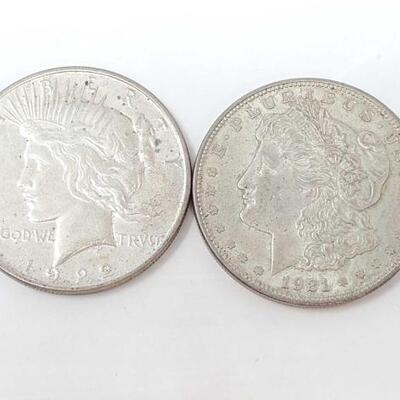 #638 • 1921 Morgan Silver Dollar, 1922 Silver Peace Dollar