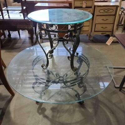 2134 • Glass Top End Table And Coffee Table