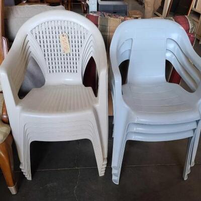 #2058 â€¢ 8 Plastic Patio Chairs
