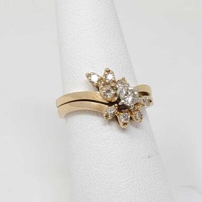 224	

14k Gold Diamond Ring With 14k Gold Diamond Band, 3.8g
Weighs Approx 3.8g. Size 6 CT Sizes .20 and .05