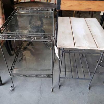 #2006 â€¢ Metal Tea Cart And Wood And Metal End Table