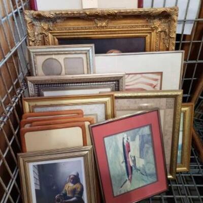 #3212 • 19 Pieces of Framed Artwork measures approx 12 x 10 to 31 x 17.5 