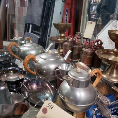 #886 â€¢ Brass and Silver Plated Dishes, Kitchen Utensils, and Candle Holders