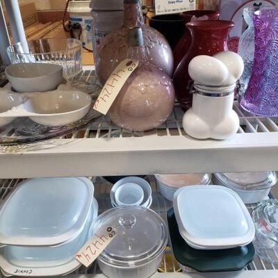 #4424 â€¢ Vases, Food Storage Containers, Pyrex Measuring Cups, and More
