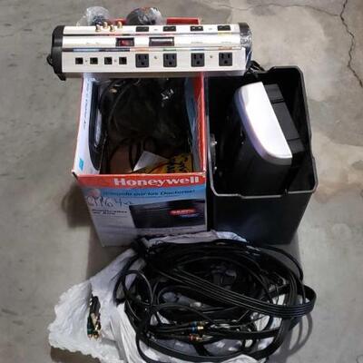 #1164 â€¢ Home Theater Power strip, Audio/Video Cables, One Document Shredder, and more