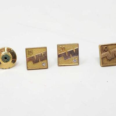 #386 • 3 10k Gold Filled Diamond Pins -4g
