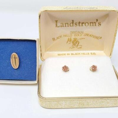 #362 • 10k Gold Pin and Pair of Earrings, 2.6g